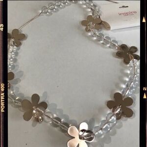 inspire NEW YORK Floral Rose Gold Necklace 38"